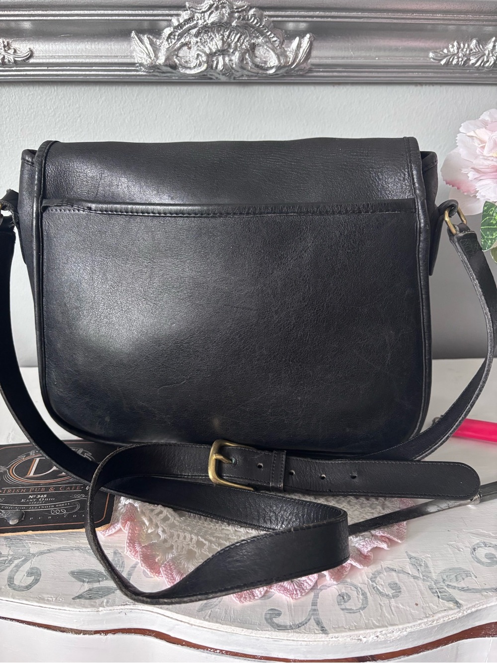 Vintage Coach Ranch Bag 9852‎ Black USA Made Glovetanned Leather Crossbody - Picture 5 of 16